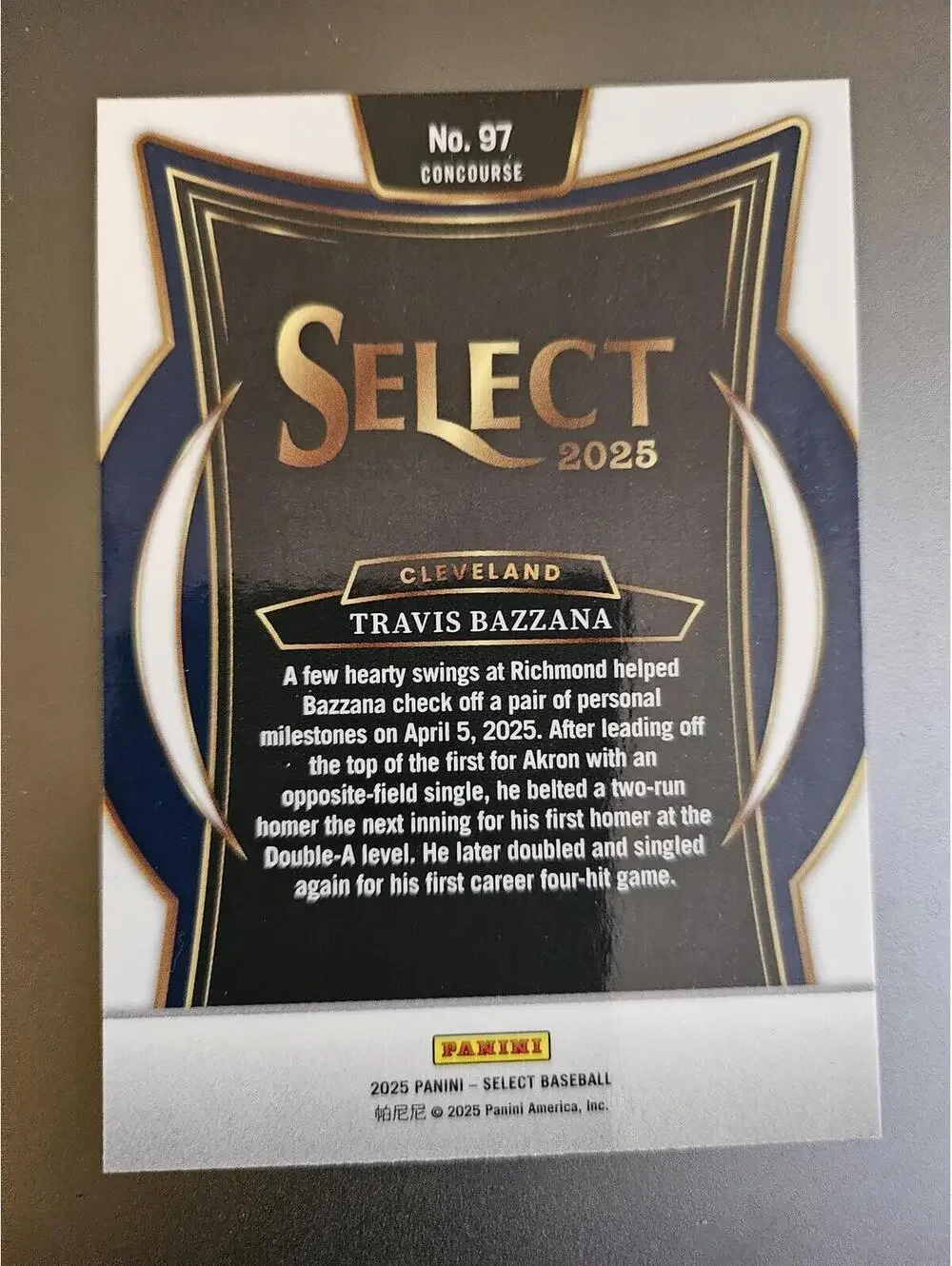 Travis Bazzana - 2025 Panini Select #97 - RAW Mint